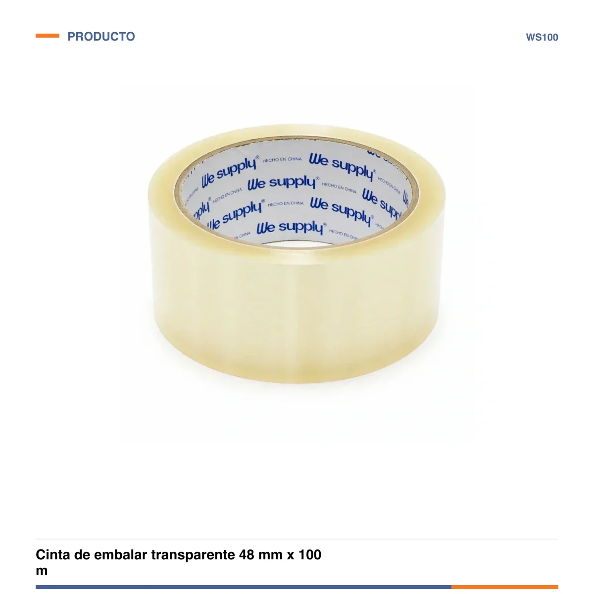 Cinta de embalar transparente 48 mm x 100 m