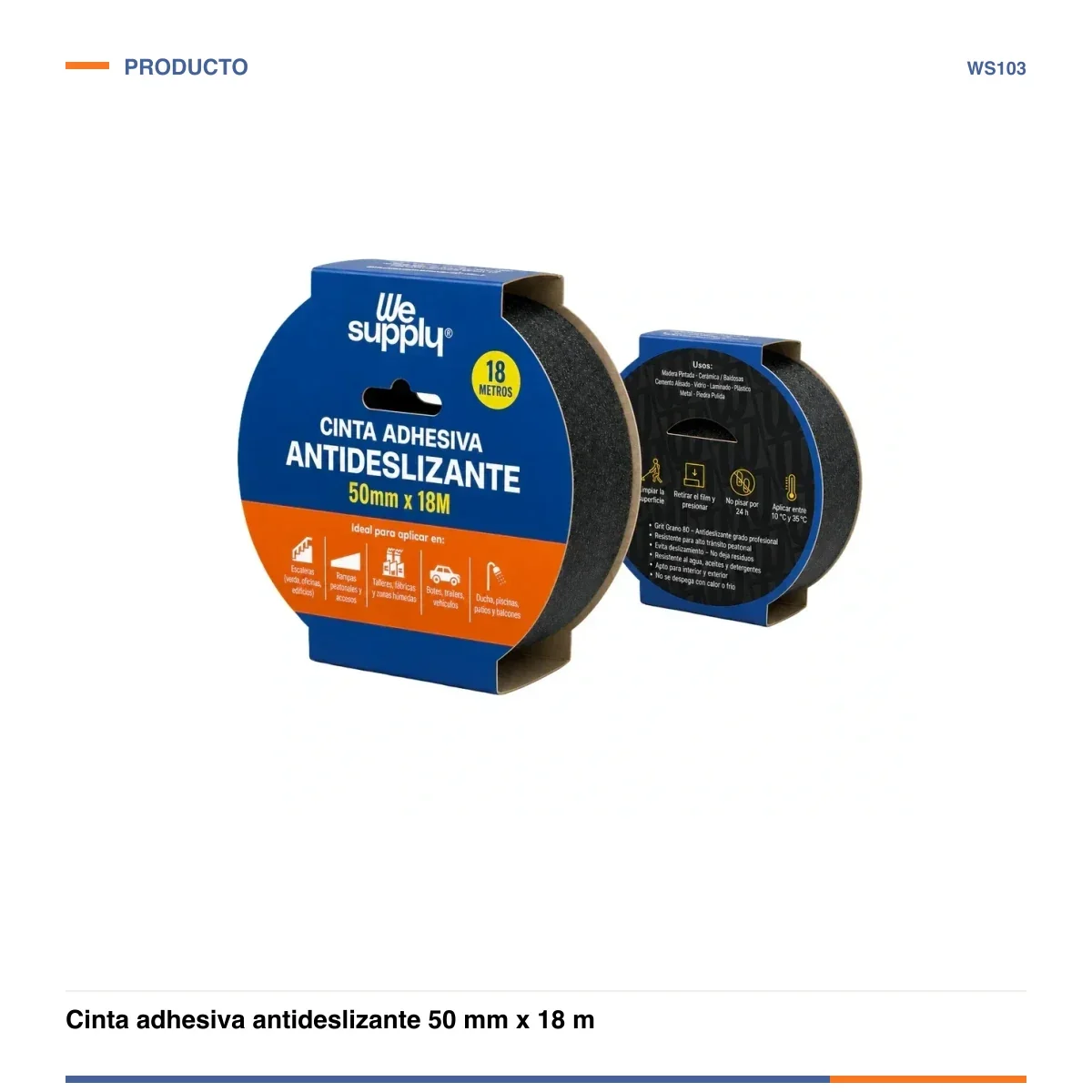 Cinta adhesiva antideslizante 50 mm x 18 m