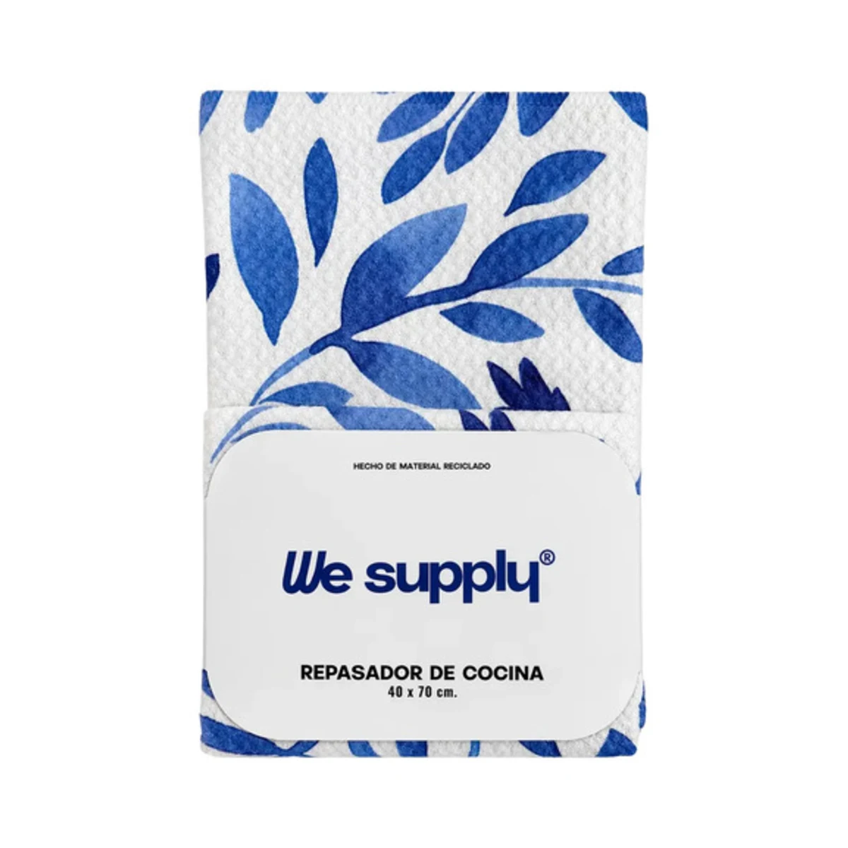 Repasador waffle Hojas azules 40 x 70 cm