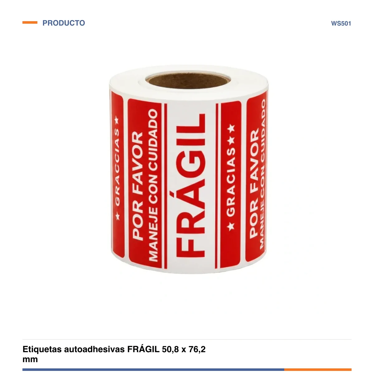 Etiquetas autoadhesivas FRÁGIL 50,8 x 76,2 mm